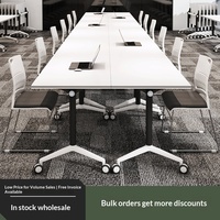 HYZ-253X Table de conférence et de formation moderne pliable et combinable, roulettes mobiles, matériau en bambou, capacité de 20 personnes pour le bureau