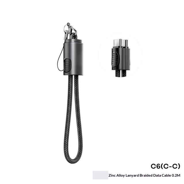 USB C to USB C Hanging Strap Keychain Nylon 65W High-speed Charging Mobile Phone Data Charging Cable