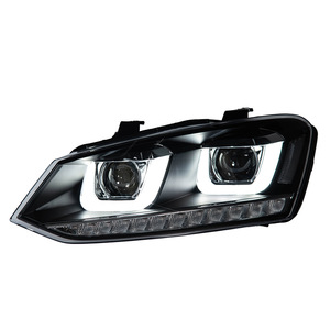 Conjunto de Faros LED para VW <span class=keywords><strong>Polo</strong></span> 5 6R 6C 2011-2018, Doble U DRL, Señal de Giro Secuencial, Lente de Proyector Bi-LED - Product Image 1