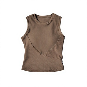 Débardeur côtelé sans manches pour femme, couleur unie, haut de sport respirant et extensible pour le yoga - Product Image 3