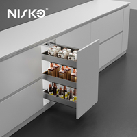 Accessoires d'armoires de cuisine en aluminium entier Unité de garde-manger extractible Unités de stockage de garde-manger en aluminium noir
