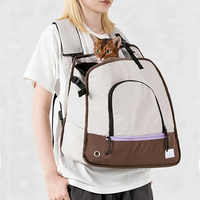 Sac à dos de transport pour animaux de compagnie, convertible 2-en-1, respirant, anti-évasion, avec cordon de serrage, ergonomique, léger, pour chat et chien