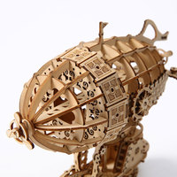 Puzzle 3D en bois en gros, Modèle de dirigeable steampunk à assembler soi-même, Navire aérien fantastique