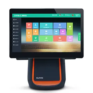 super market cash register pos software T2 single 15.6 inch Android 7.1 multi touch screen integrated cash machine pos system