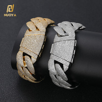 Gelang Rantai Cuban Link Multi Baris Perak Sterling 925 Berkualitas Tinggi NUOYA, Perhiasan Hip Hop Bertabur Berlian untuk Pria dan Wanita