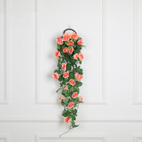 2pc Feuille Verte Artificielle Rose Fleur Vigne Guirlande Guirlande Festival Célébration Porte D'entrée De Mariage Mur Cintre Décoration