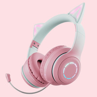 Casque de jeu sans fil avec oreilles de chat mignonnes, son stéréo Hi-Fi JL, transducteur dynamique, basses profondes, Bluetooth 5.3, autonomie 5-10 heures, compatible PC/PS4/téléphone portable/aviation