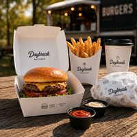 Emballages alimentaires personnalisés OEM avec logo pour hamburgers, tendres de poulet, frites – Pochettes en papier jetables écologiques résistantes à la graisse
