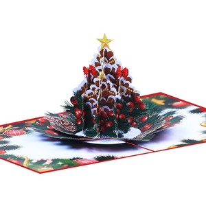 Christmas Gifts Card Paper Crafts Festival Card Pine Cone 3D Pop up Greeting Cards