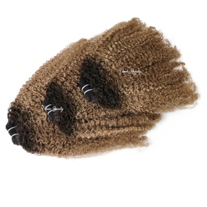 VMAE Afro Coily Dark Root Cambodian Afro 3C/4A Kinky Curly Highlight 4/27 Afro Kinky Curly Hair 100g Weft Extensioni di <span class=keywords><strong>Capelli</strong></span> Umani - Product Image 6