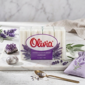 Savon en barre multi-usages à la lavande pour le linge, les surfaces, les chaussures et le lavage des mains 4 × 160 g 640 g Olivia - Product Image 1