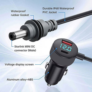 Cable adaptador de encendedor de cigarrillos de 12V-24V con cubierta de PVC trenzada, carga rápida USB 3.0 de 30W/5A, PD35W, impermeable, para Starlink Mini - Product Image 2