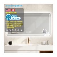 Rectangular LED Bathroom Mirror Anti-Fog Frameless Backlit Wall Mounted Illuminated Vanity Mirror with 3 Color Temperature