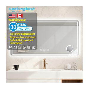 Miroir de salle de bain rectangulaire pour hôtel avec interrupteur <span class=keywords><strong>à</strong></span> intensité variable, capteur de temps et de température, éclairage LED, interrupteur tactile - Product Image 1