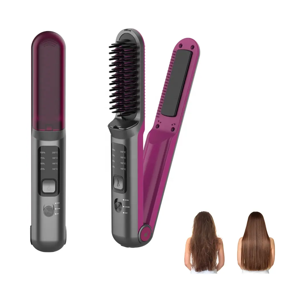 Mini-Haar-Bartglätterkamm kabellos beheiztes elektrisches Bart schnurlose Haarglätterbürste