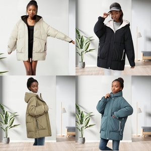 Abrigo de algodón grueso de moda, de color sólido, con cremallera y manga larga para mujer. - Product Image 3