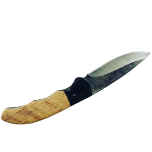 Herramienta utilitaria ejecutiva de acero de Damasco hecha a mano con mango de madera de olivo y cuerno, pieza de exhibición - Product Image 1
