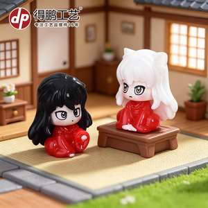 Figurine en résine de personnage d'anime DP, cheveux roux et blancs, version Q, décoration de bureau, ornement de voiture, dérivés d'animation japonaise - Product Image 4