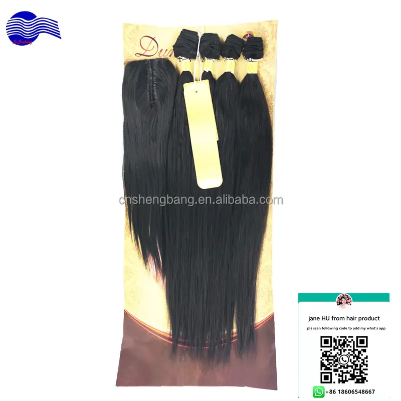עמיד מנות שיער 5pcs באחד קריסטל 14 "16" 240G טבעי שחור משיי ישר מעורבב שיער תמהיל הזול שיער