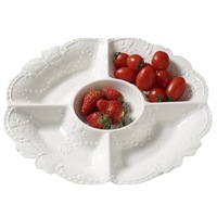 Assiette à dîner Dim Sum à cinq compartiments en relief en porcelaine jetable de style européen pour une utilisation en fête