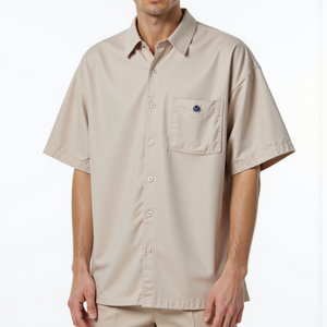 TKAN665 OEM lin texturé coton boutonné chemise hommes à manches courtes chemise blanc Bowling chemises décontractées pour hommes 100% coton - Product Image 1