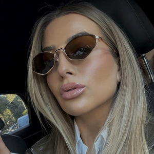 Custom Logo 2026 Vintage Lightweight Metal Frame Polygon Sun Glasses UV400 Diamond-shaped Small Frame Women <b>Sunglasses</b> - Product Image 2