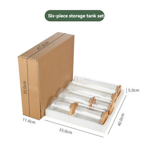 Venta al por Mayor de Recipientes Herméticos de Vidrio Borosilicato Transparente con Tapa de Bambú, Juegos de Recipientes Herméticos de Vidrio - Product Image 6