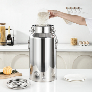 <strong>Stainless</strong> <strong>Steel</strong> Milking Bucket with Lid Handle for Kitchen Use Food Storage Container High Quality Large Capacity <strong>Canister</strong> Set - Product Image 3