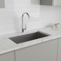 Robinet de cuisine Momali à valve en céramique contemporaine, poignée unique, montage sur plan, finition chromée noire, garantie 5 ans