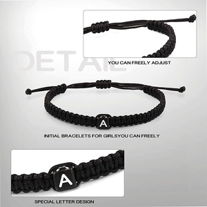 Pulsera Trenzada DIY con Inicial de Letra Ajustable Unisex, Regalo, Origen Yiwu YM-0020 - Product Image 4