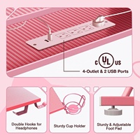 Bureau de jeu rose en forme de L Bureau de jeu rose Bureau d'étude en latop Bureau de jeu rose Table de jeu RVB pour filles