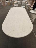 Ensemble de table à manger ovale élégante en marbre de pierre calcaire beige Myra blanc de luxe, style nordique moderne, en pierre naturelle SH STONE