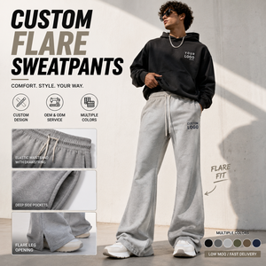 Custom Flare Sweatpants Wide Leg Casual Pants Premium Cotton OEM ODM Manufacturer - Product Image 1