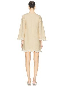 Robe courte trapèze pour femme, style vintage français, coupe régulière, en lin/coton épais, couleur unie, brodée, respirante, idéale pour l'été. - Product Image 3
