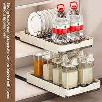 Eingebautes Küchenschrank-Geschirraufbewahrungsregal Schubladenartiges Ausziehbares Regal aus Kohlenstoffstahl Minimalistisches Design für Unterschränke