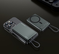 Batterie externe magnétique sans fil 10000mAh, coque en alliage d'aluminium avec câble Type-C intégré, chargeur portable à charge rapide 22.5W
