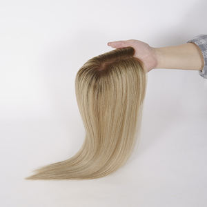 พร้อมส่งท็อปเปอร์ผมแท้สีบลอนด์แบบยุโรป  ฐานโมโน 5x5  พร้อม PU เคลือบ  สำหรับผู้หญิง - Product Image 6