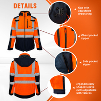 ZUJA OEM EN ISO 20471 Zertifizierte Reflex-Softshell-Arbeitsjacke mit mehreren Taschen für Herren