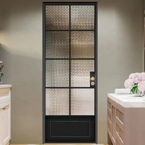 אמריקה סגנון בחצר האחורית נדנדה דלת מעוקל אלומיניום דקורטיבי ברים inswing דלת צירים עם סטורם זכוכית פלדת דלת - Product Image 5