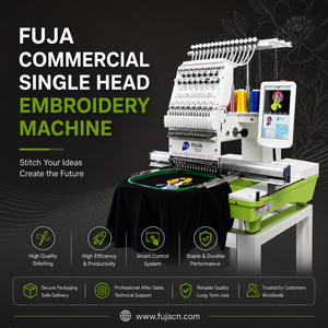 Máquina de Bordar Computarizada FUJA de Alta Velocidad 1200 RPM, de Una Cabeza y 12/15 Agujas, para Gorras, Camisetas, Modelo FJ-1501CS, Comercial - Product Image 2