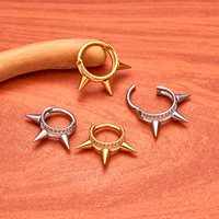 Clous d'Oreille en Titane G23 Boucles d'Oreilles Tendance 1.2mm pour Cartilage Anneaux Articulés à Segment avec CZ Pavé Bijoux de Piercing au Lobe