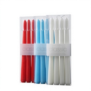 Velas Cilíndricas Semielaboradas de Parafina Roja y Blanca Clásicas Europeas, para Emergencias, Cortes de Energía, Cenas a la Luz de las Velas - Product Image 1