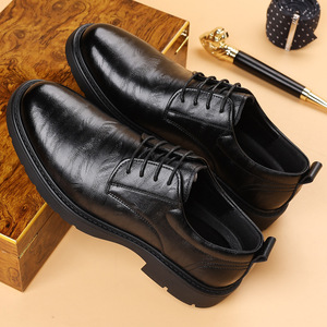 Zapatos de Cuero Negros Casuales para Hombre 2026, Cómodos, Transpirables, Modernos, Formales, con Cordones - Product Image 1