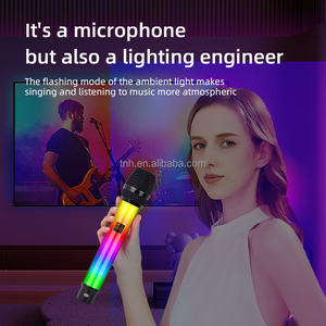 TNH UM-WX82 красочный RGB светящийся беспроводной портативный микрофон с переключаемыми светодиодными лампами перезаряжаемый приемник для караоке - Product Image 2