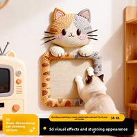 Stiker Dinding Kartun Tempat Garukan Kucing, Alas Panjat Tahan Aus Anti Gores dengan Perekat, Bahan Poliester untuk Pohon Kucing