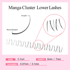 <span class=keywords><strong>Manga</strong></span> Cils Inférieurs Grappe Naturel Individuel Fond Faux Cils Doux et Léger Coréen PBT Fibre Fond Cils - Product Image 3