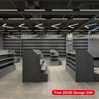 Étagère de présentation de jouets en métal sur mesure, armoire de rangement inférieure, gondole éclairée par LED, conception de l'aménagement complet du magasin