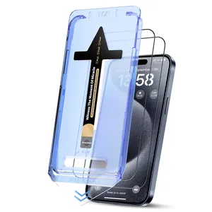 Kit de instalação de protetor de tela de vidro temperado com cola completa 2.5D para o celular, acessório ideal para iPhone 12 13 14 15 Pro max plus