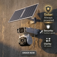 Caméra solaire OEM 4G avec carte SIM, double objectif, caméra de sécurité extérieure 4MP, audio bidirectionnel, vision nocturne couleur, suivi de mouvement humain
