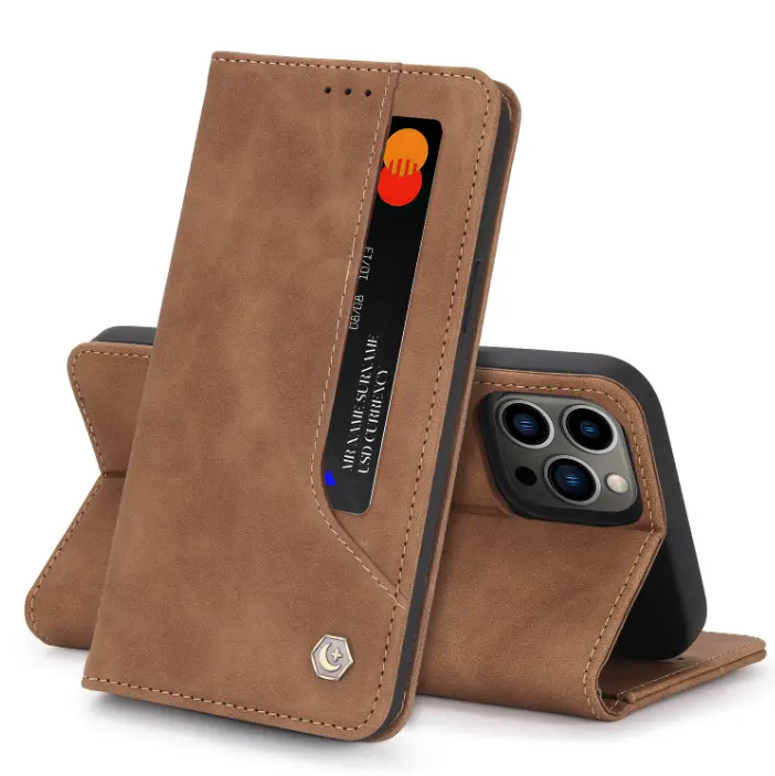Leather New Design Clamshell cell phone case for iphone 14Plus 14Pro 14 Pro Max Mobile phone holster